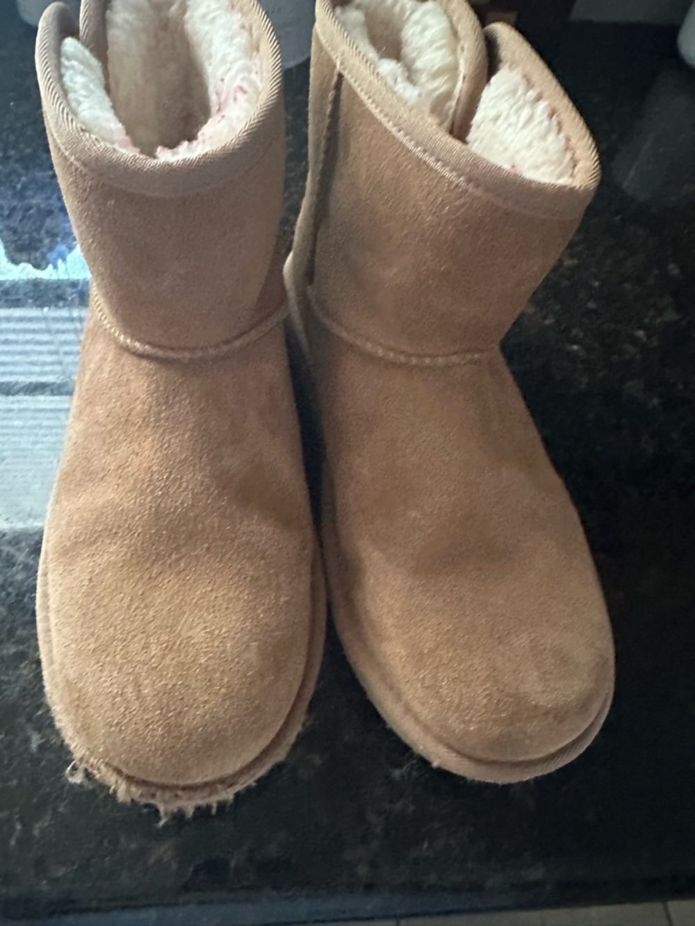 UGG Kids Short Suede Boot in Chestnut Brown